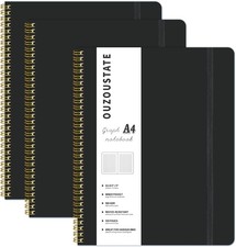 Spiral Graph Notebook 8.5  x 11  , A4 Bla Grid Paper Notebook, 120 Pas