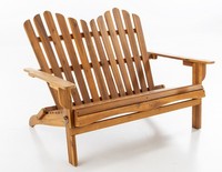 2-Sitzer Adirondack-Gartenbank Aus Akazienholz, Ca. 125 X 80 X 94 Cm - Hellbraun