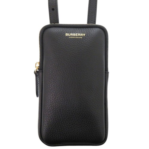 Burberry 8084040 Leather Black Shoulder Bag Phone Pouch Black 0641 BURBERRY