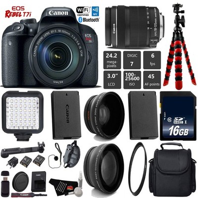 Canon EOS Rebel T7i DSLR Camera with 18-135mm is STM Lens + LED Bundle