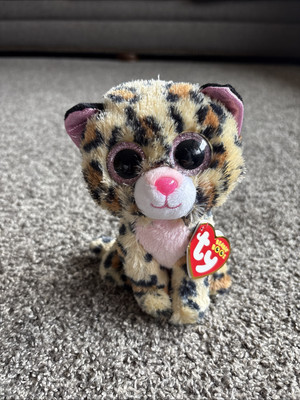 Ty Livvie Leopard Pink Glitter Eyes Brown/black Spots - New 