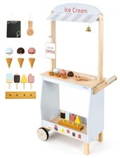 PairPear Wooden Ice Cream Cart for Kids Toddler Pretend Play Grocery Sto