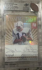 Donruss 1999 Elite Passing the Torch Promo #1 Unitas Cut Auto Manning 2 Cards