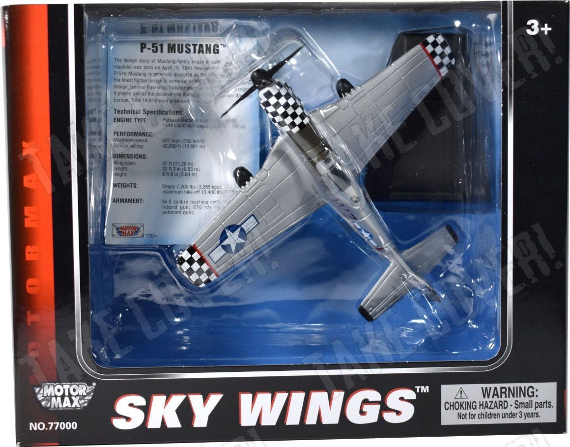 Motormax Skywings - P-51D Mustang - USAAF WW2 Fighter Diecast Aircraft Toy