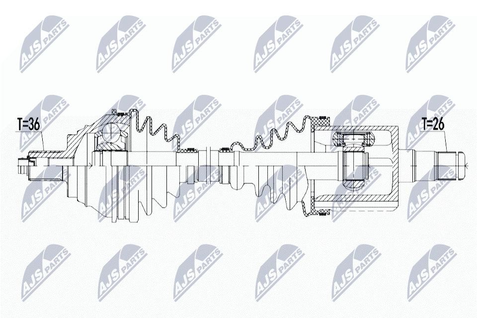 Driveshaft Front Axle Left Automatic Transmission NPW-VW-133 NTY for VW TIGUAN - Image 2