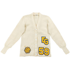 Vintage 50s Dehen Wool Varsity Letterman Cardigan Sweater, Mens S-M, Distressed