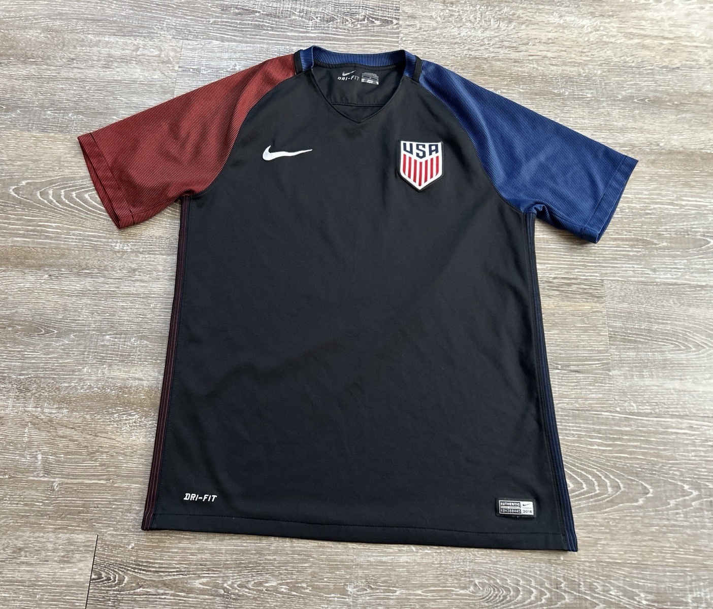 USMNT Team USA Soccer Jersey 2016 Away Kit Youth Boys Medium World Cup Black Red