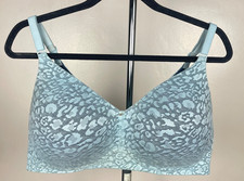 Cacique 42D Blue Lace No Wire Bra Lightly Lined Full Coverage Navy Lining Jewel