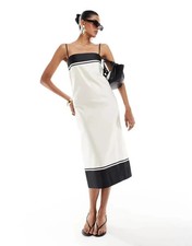 Auth & OTHER STORIES Off White Cream and Black Strappy Long Dress Size XS *NEW*