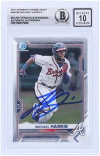 Michael Harris II Atlanta Braves Signed 2021 Bowman Chrome #BDC-86 BAS 10 Card