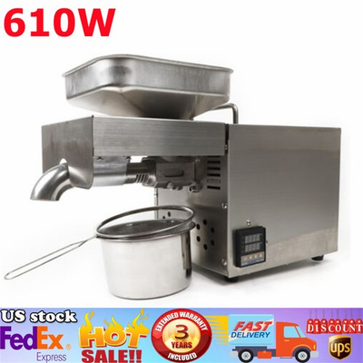 #ad 610W Automatic Oil Press Machine Hot Cold Oil Extractor Stainless Steel $192.68