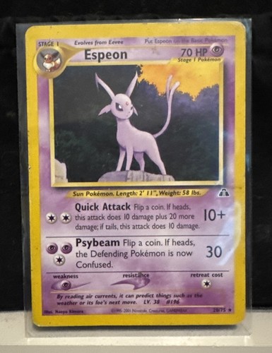 Espeon 20/75 Neo Discovery Non-Holo Card 1999 lightly played excellent  - Picture 1 of 2