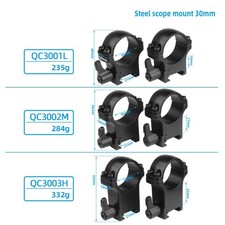 30mm Scope Rings QD Steel 20mm Picatinny Mount Dual Screw Clamp