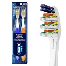 Soft Battery Toothbrush with Pulsating Action, Blue, 2-Pack