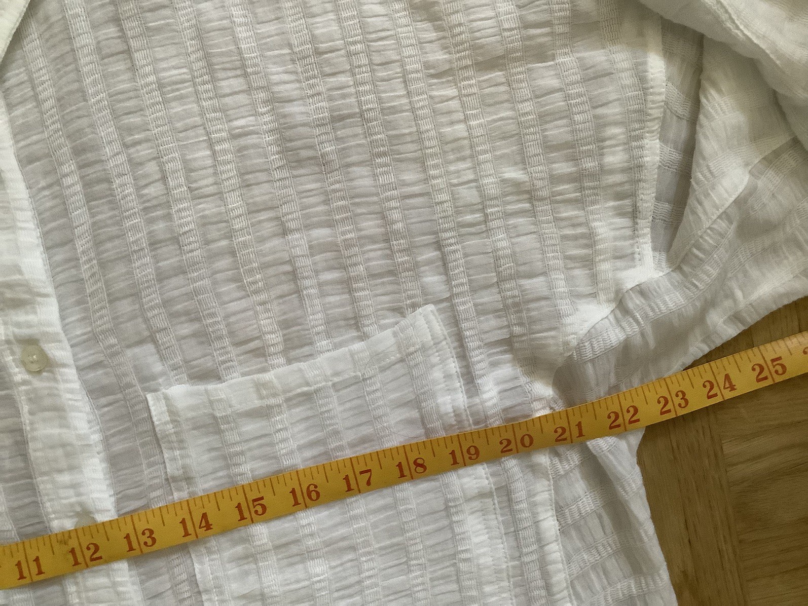 Pull&Bear semi sheer oversized Shirt White woven texture light cotton holiday S image 6
