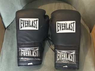 Vintage Everlast Boxing Gloves 16oz Black On Black Rare Find Minty Clean