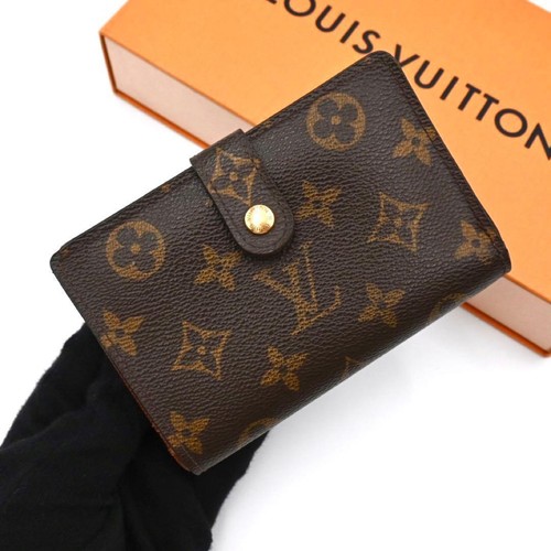 Authentic Louis Vuitton Monogram Bifold Wallet Viennois Clasp Brown Pre Owned