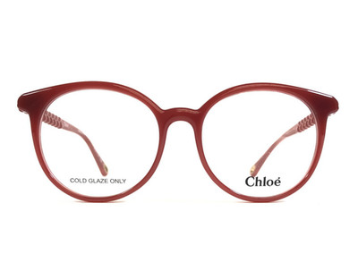 Chloe Eyeglasses Frames CH0006O 008 Polished Red Round Full Rim 52-17-145