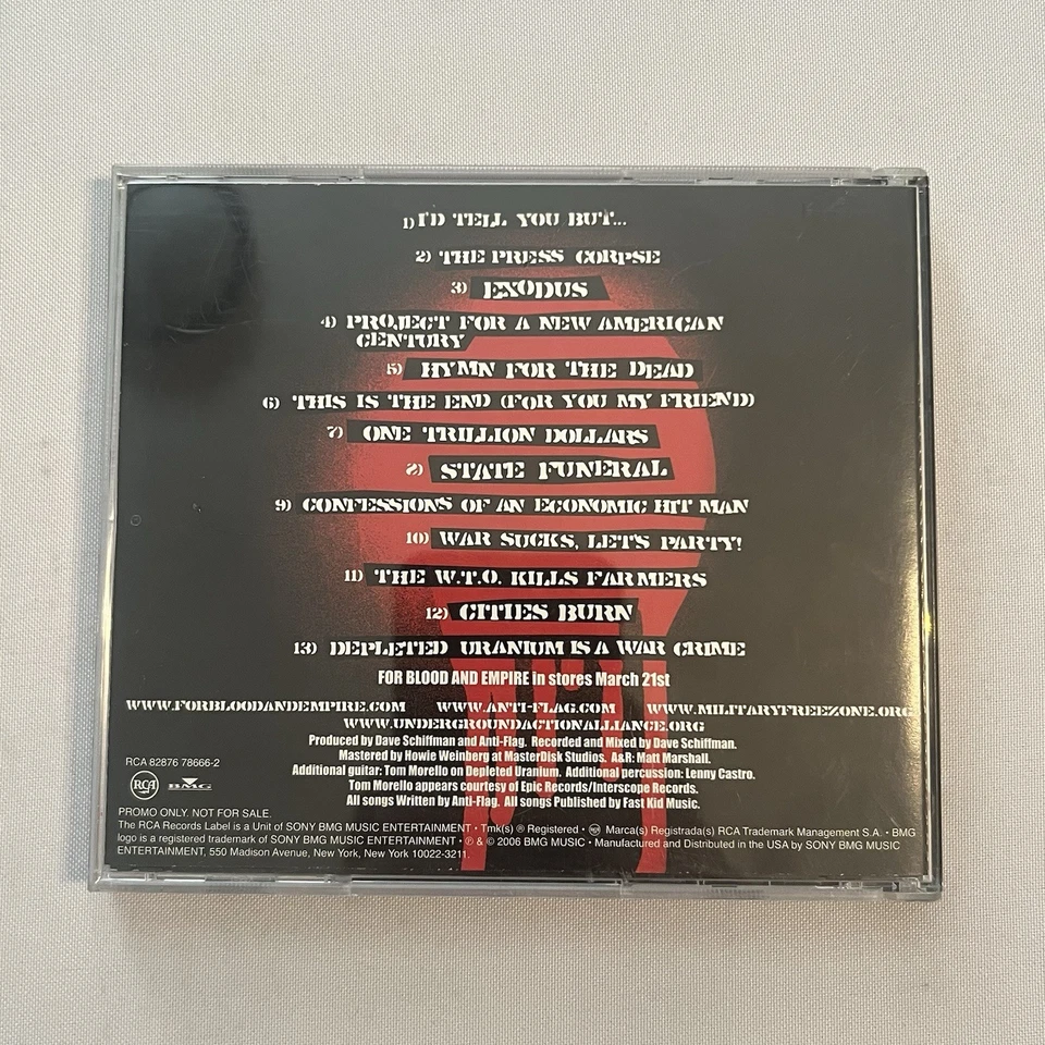 ANTI-FLAG - For Blood And Empire - US PROMO CD Album - 2006 - PUNK Foto 2 de 4
