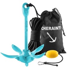 CHERAINTI Kayak Anchor, 3.5 Lb Folding Marine Grapnel Anchor Kit with 40ft Ro...