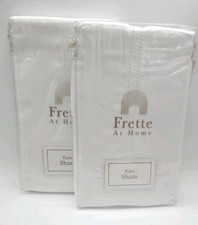 Frette Tiber Hemstitch Euro Pillow Shams White Set of 2 Shams NEW JL925024