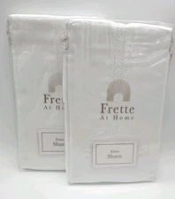 Frette Tiber Hemstitch Euro Pillow Shams White Set of 2 Shams NEW JL925024