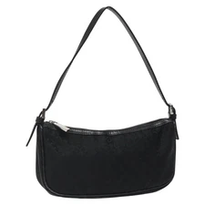 CELINE C Macadam Canvas Pouch Black Auth yk18405