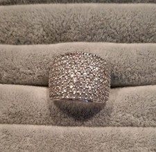 Pre  Owned  Real Silver  Ring  Stamped  925 With  Clear Stones.