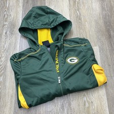 GREEN BAY PACKERS NFL Full Zip Up Green Hooded Sweatshirt Hoodie Boy's Size L