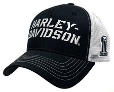 Harley-davidson Mens Dark Grit H-d Snapback Colorblocked Mesh Trucker Hat