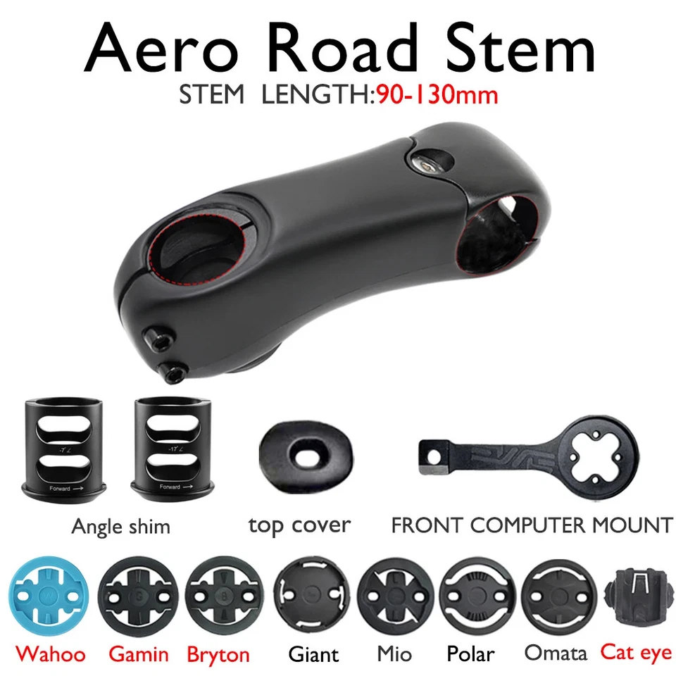 Aero Carbon Road Bike Stem -17° To -7° Adjustable 31.8mm GPS Computer Mount - Image 3 of 4