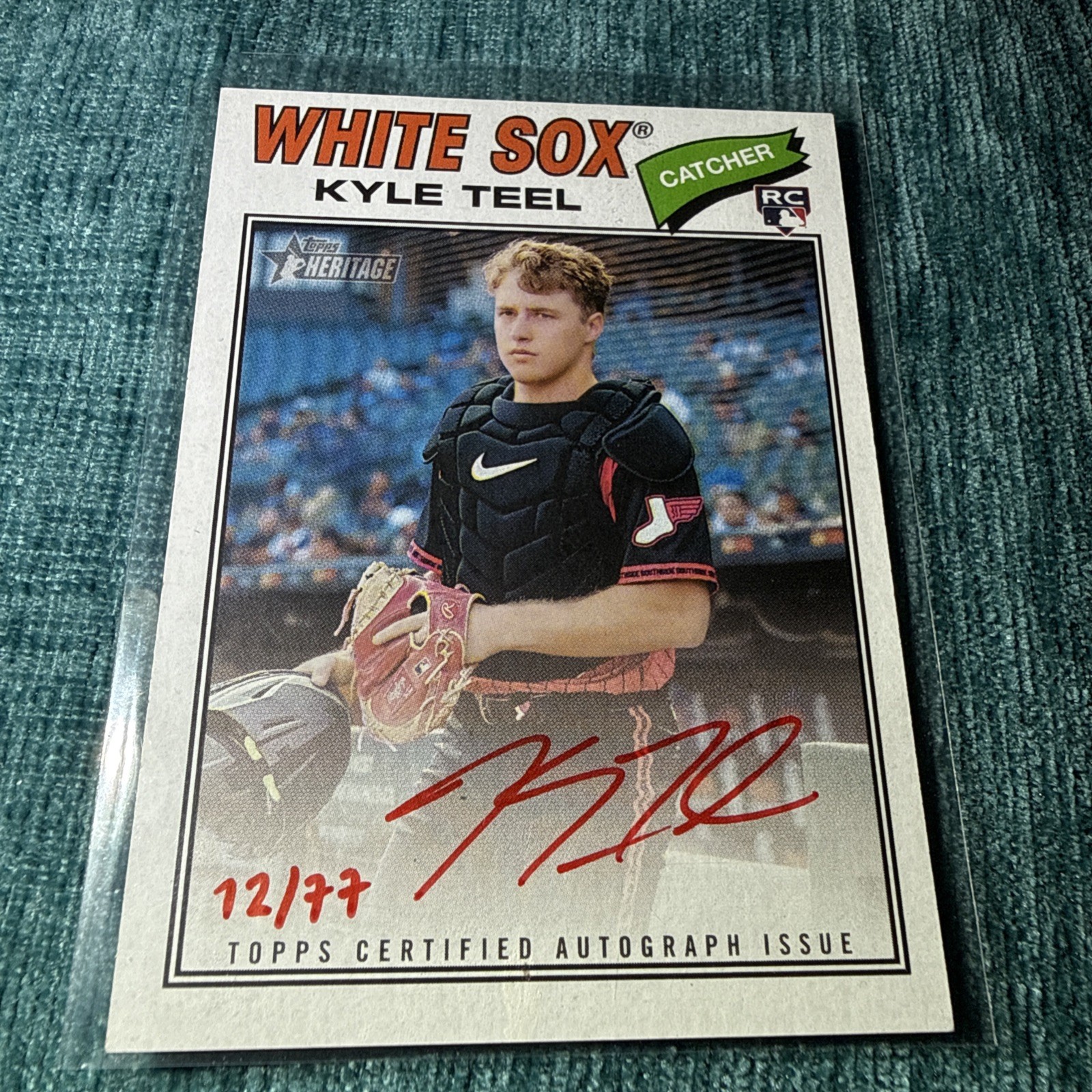 2026 Topps Heritage - Kyle Teel Real One On Card Red Ink Auto /77 - Rookie Logo