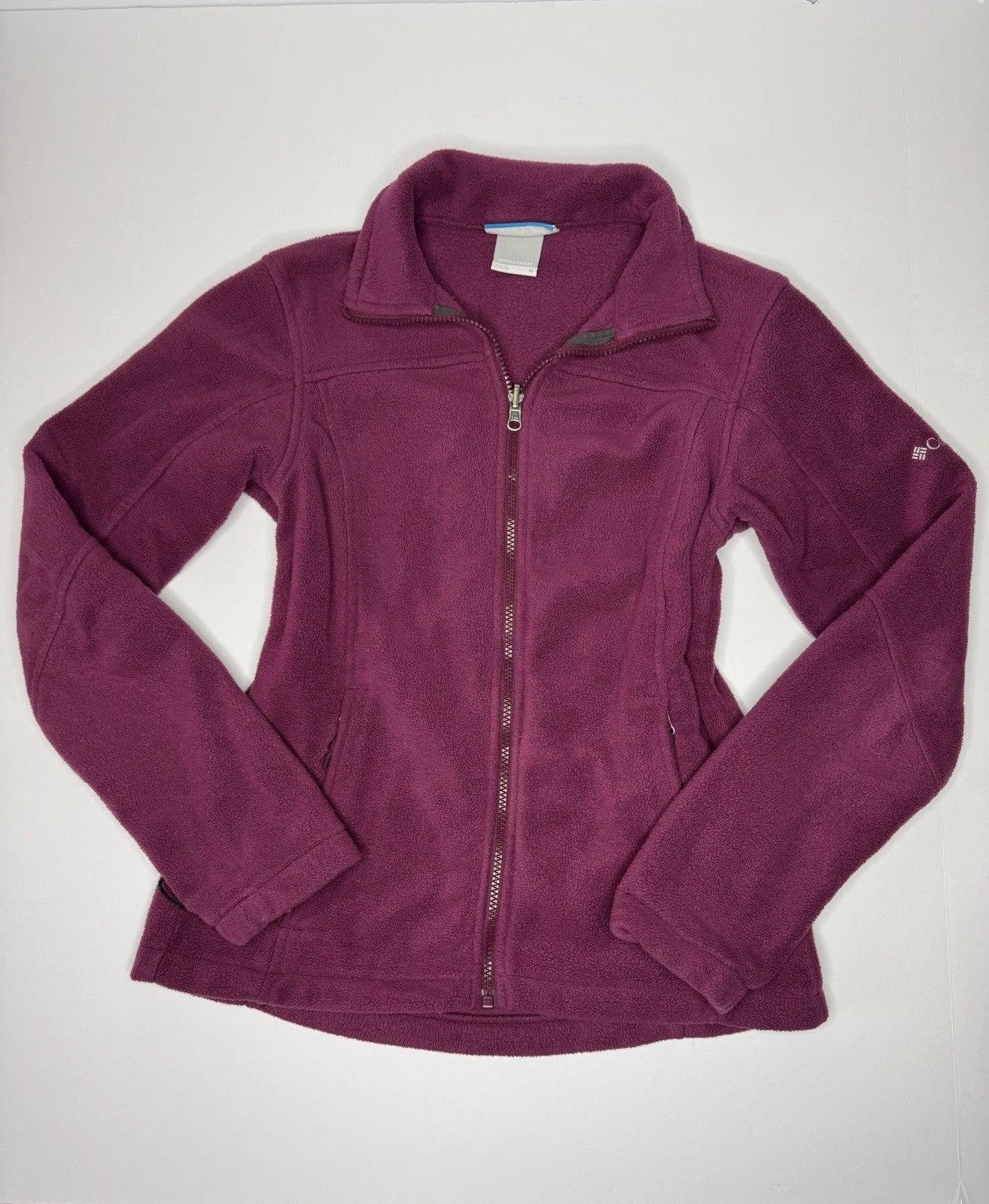 Columbia Womens Medium Magenta Fleece Jacket Full Zip Lightweight Outdoor