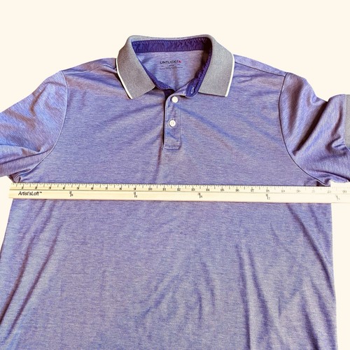 UNTUCKit Beaux Contrast Collar Polo Purple Short Sleeve Casual Men’s Size Large - Picture 10 of 11