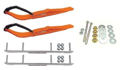 C&A Pro Orange Razor Snowmobile Skis w/ 4.5'' Shaper Bars Complete Kit Ski-Doo