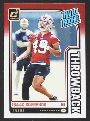 2024 Donruss Isaac Guerendo Rated Rookies Throwback #34 San Francisco 49ers