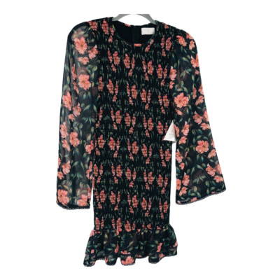 Lost and Wander Chasing The Sun Mini Dress Black Floral Print XS/S