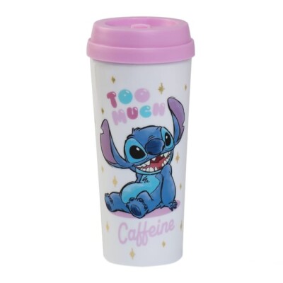 Lilo & Stitch Travel Mug Too Much Caffeine Kaffee Tee Tasse 16oz Disney Geschenk