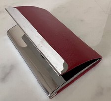 Business Card Holder, Multi-Card Case - Rose Red PU Leather  Stainless Steel