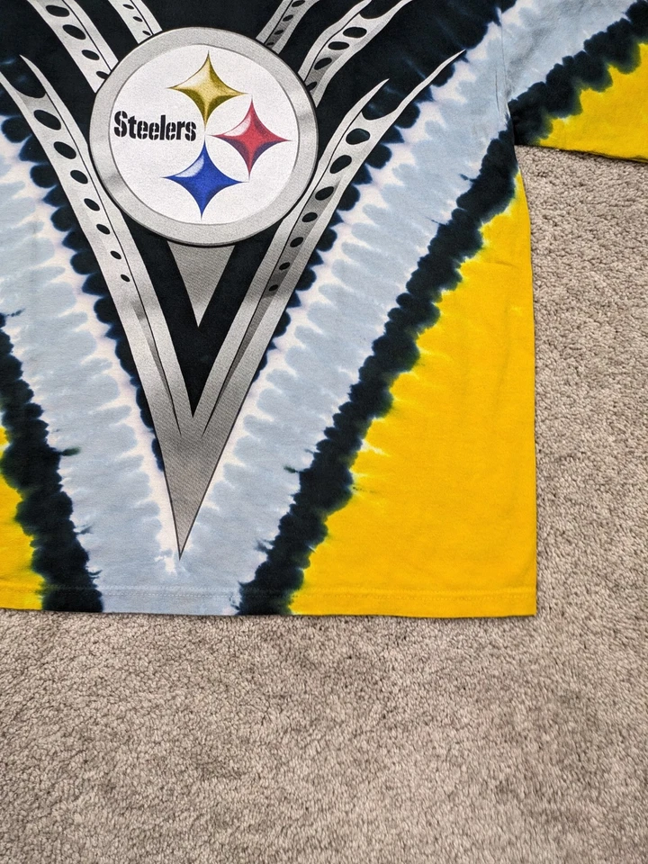 Vintage Pittsburgh Steelers Tie Dye Shirt Mens M Medium Black NFL Team Football - Imagem 2 de 4