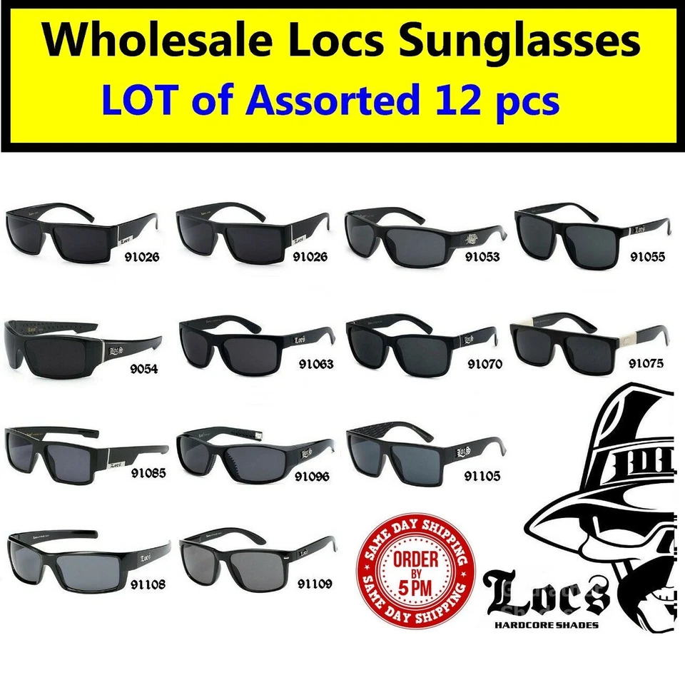 批发散装 批量 LOCS 太阳镜 12 件 美国最佳卖家 免运费 — 第 4/4 张图片