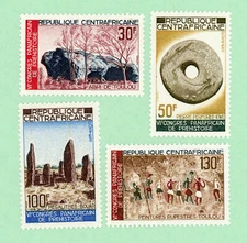 Central African Rep 4 stamps,  SC 96 - 99, 6th Prehistoic Congress, 1967, MNH