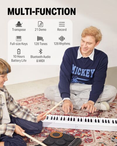 🎹 Donner DP-06 Klappbares Digitalpiano, 61 Tasten 128 Klänge 21 Demos - Bild 3 von 12
