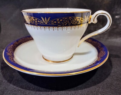 ONE Aynsley BALMORAL COBALT BLUE Footed Cup & Saucer Set English Bone China