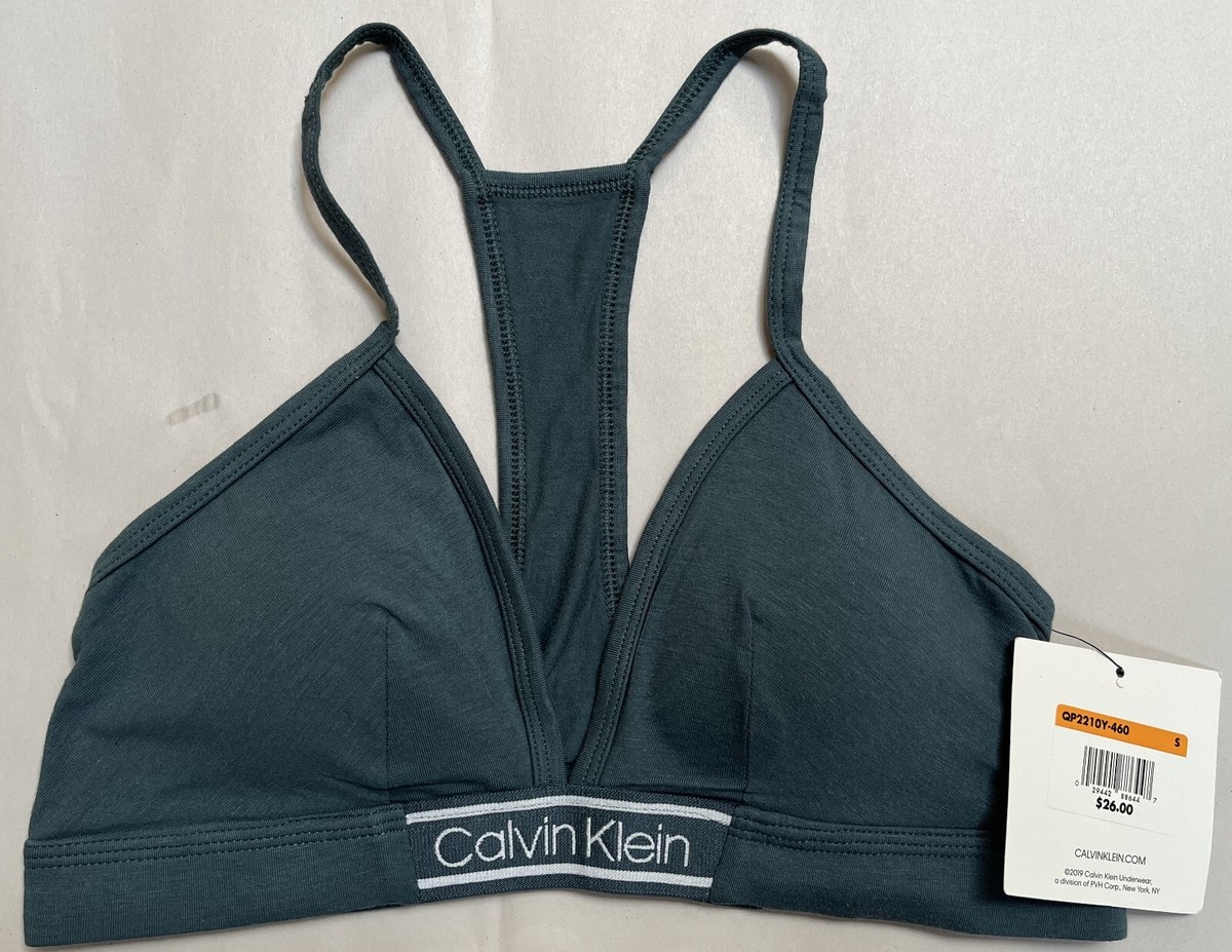 NWT CALVIN KLEIN LIGHTLY LINED TRIANGLE BRALETTE TEAL BRA QP2210Y