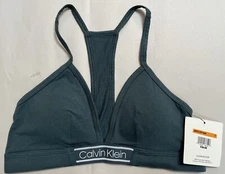 NWT CALVIN KLEIN LIGHTLY LINED TRIANGLE BRALETTE TEAL BRA QP2210Y SMALL $26