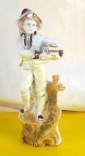 Antike Biskuit Porzellanfigur um 1900 Rokoko Junge mit Vogel Vogelhändler Figur