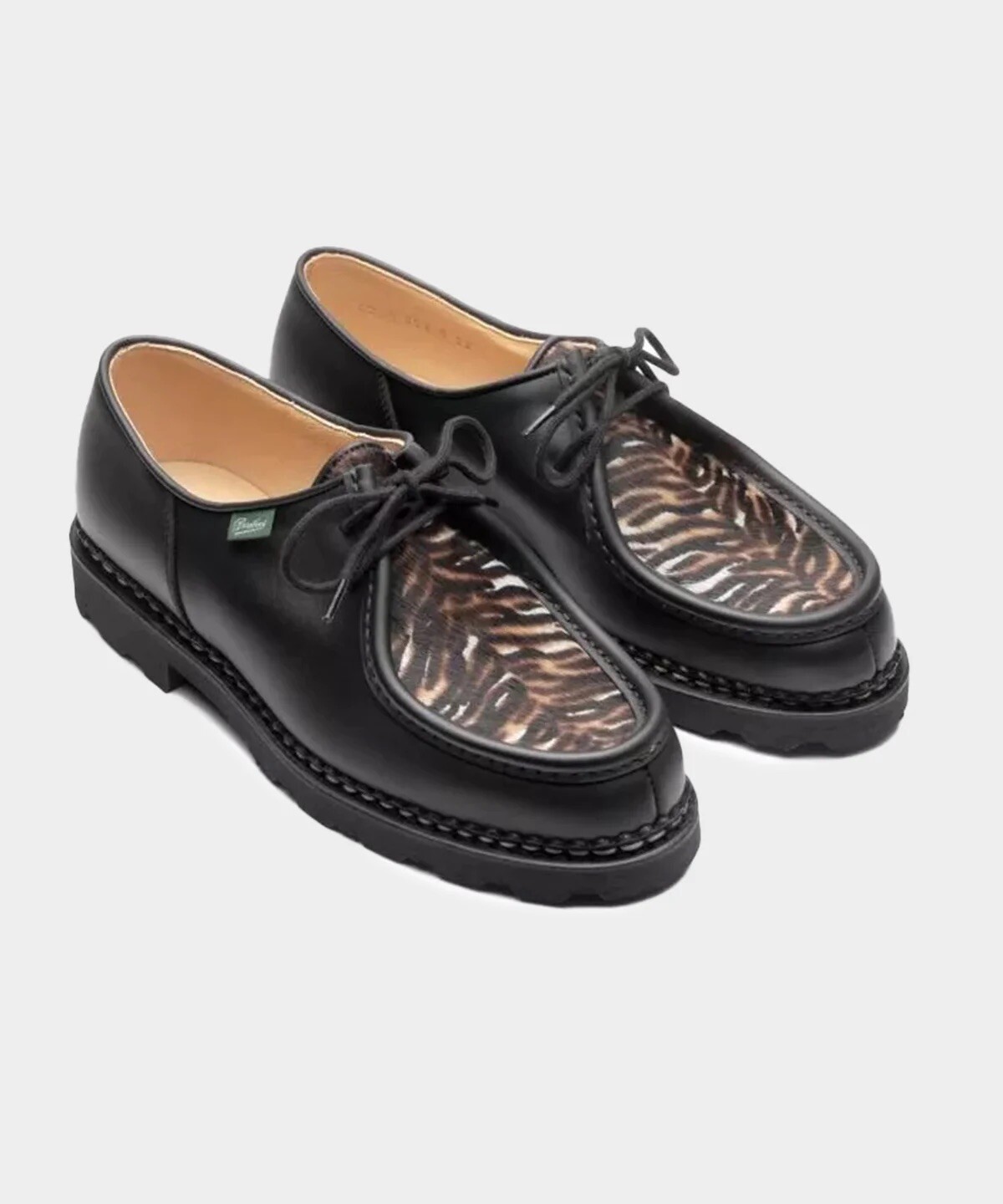 SAOLA Made In France PARABOOT MICHAEL 12.5 US (45.5 Europa UK 11.5) Nero e Tigre