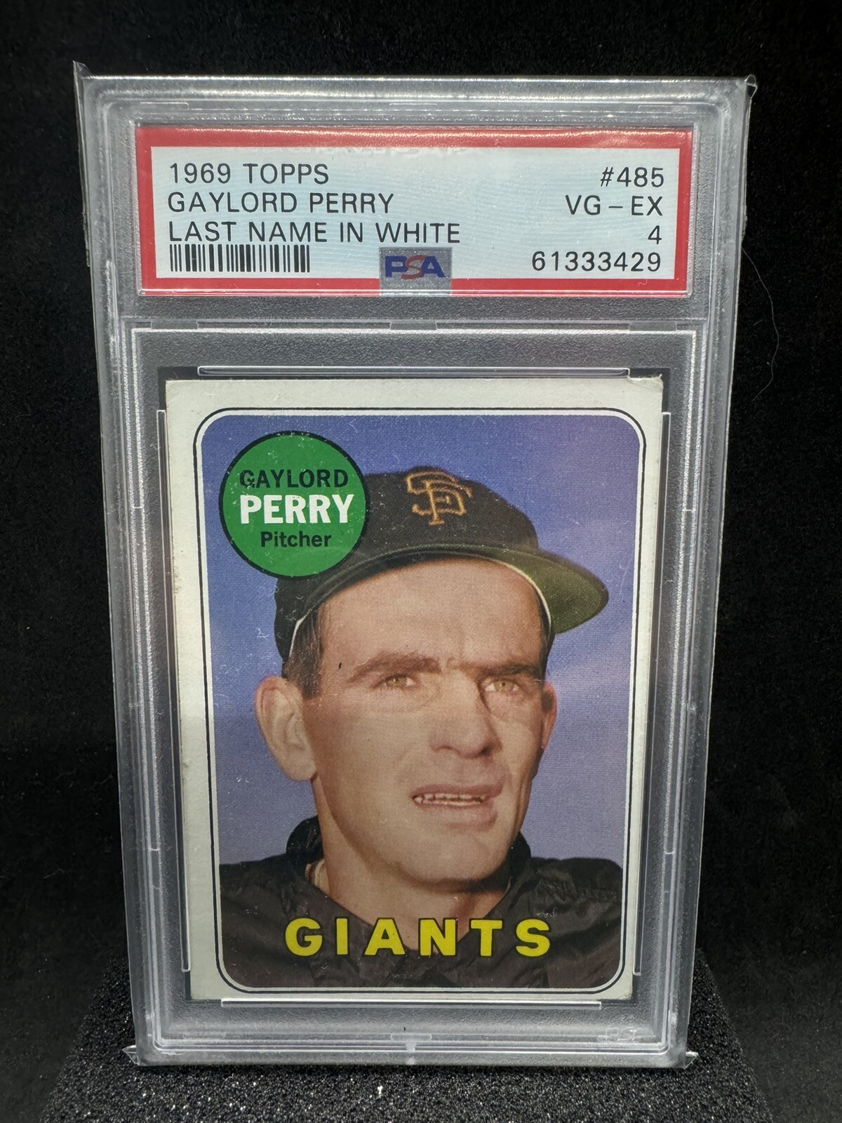 1969 TOPPS #485 GAYLORD PERRY RARE LAST NAME WHITE LETTERS PSA 4 GRADED EX HOFer