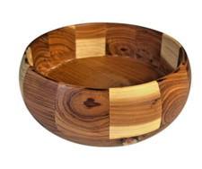 Hand Turned Wooden 6  Bowl Multi-Colored Wood Rustic Artist Signed